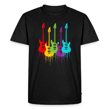 Colorful electric guitars - Men's Premium Organic T-Shirt - black - Front - Nico (187cm)