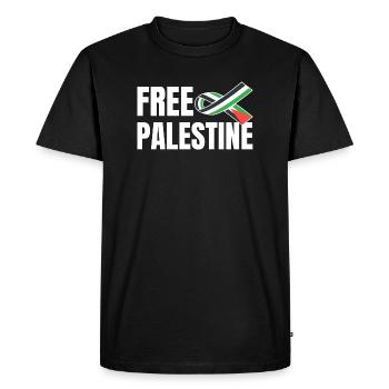 Free Palestine Palestine Paix - T-shirt Premium bio Homme - noir - Devant - Nico (187cm)