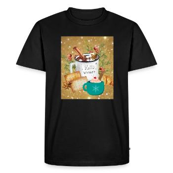 Gourmet winter - Men's Premium Organic T-Shirt - black - Front - Nico (187cm)
