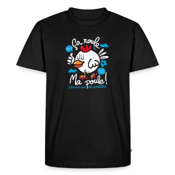 ma poule fonce - T-shirt Premium bio Homme - noir - Devant - Nico (187cm)