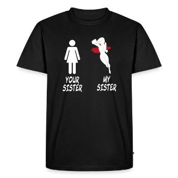 VOTRE SŒUR - MA SŒUR - Comparaison - T-shirt Premium bio Homme - noir - Devant - Nico (187cm)