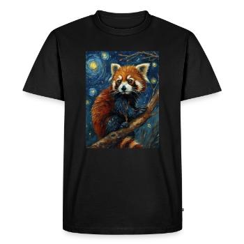 Red Panda, Van Gogh, Style - Men's Premium Organic T-Shirt - black - Front - Nico (187cm)
