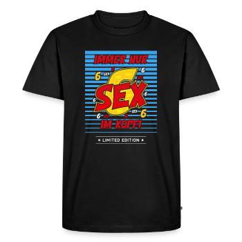 Toujours que du sexe dans la tête - T-shirt Premium bio Homme - noir - Devant - Nico (187cm)