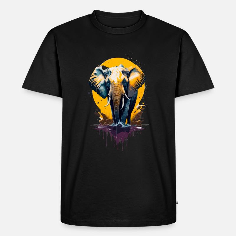 Elefant - Männer Premium Bio T-Shirt - Schwarz