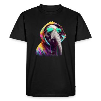 Eléphant Afrique Asie Animal Bébé éléphant Cool - T-shirt Premium bio Homme - noir - Devant - Nico (187cm)