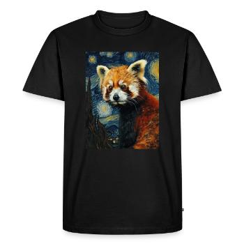 Red Panda, Van Gogh, Style - Men's Premium Organic T-Shirt - black - Front - Nico (187cm)