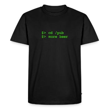 cd pub - more beer - Linux Shell - Männer Premium Bio T-Shirt - Schwarz - Vorne - Nico (187cm)