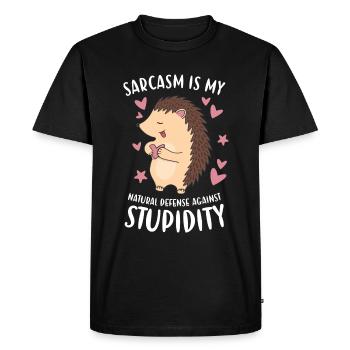 Ma défense naturelle contre la stupidité Hedgehog - T-shirt Premium bio Homme - noir - Devant - Nico (187cm)