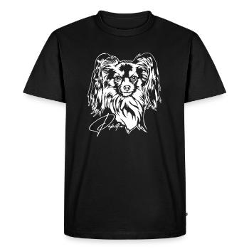 Papillon Portrait Chiens Chien Wilsigns - T-shirt Premium bio Homme - noir - Devant - Nico (187cm)