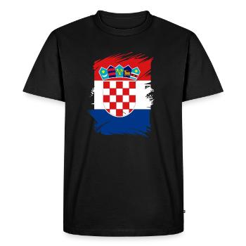 Drapeau de la Croatie Mer Adriatique Drapeau de Zagreb Drapeau croate - T-shirt Premium bio Homme - noir - Devant - Nico (187cm)