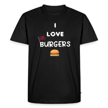 Burger Hamburger T-Shirt - Men's Premium Organic T-Shirt - black - Front - Nico (187cm)