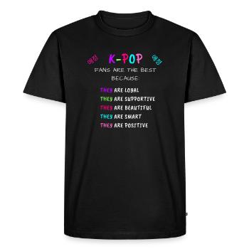 Les fans de Kpop parlent anglais - T-shirt Premium bio Homme - noir - Devant - Nico (187cm)
