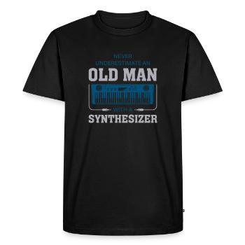 Old man Synthesizer musicien de musique keyboard - T-shirt Premium bio Homme - noir - Devant - Nico (187cm)