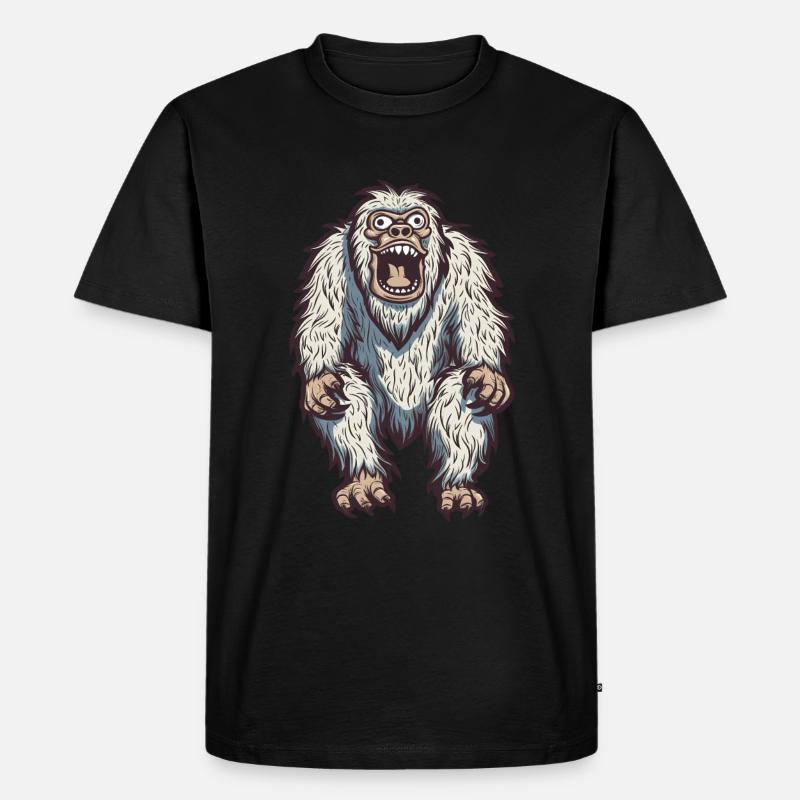 Verrückter Yeti - Männer Premium Bio T-Shirt - Schwarz