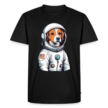 Chien mignon en tant qu’astronaute dans le style bande dessinée - T-shirt Premium bio Homme - noir - Devant - Nico (187cm)
