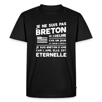 Phrase Citation Humour Breton Bretagne Idée Cadeau - T-shirt Premium bio Homme - noir - Devant - Nico (187cm)
