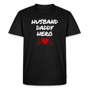 Husband Daddy Hero Husband Papa Hero Gift Idea - Men's Premium Organic T-Shirt - black - Front - Nico (187cm)