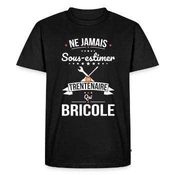 Sous-estimer un trentenaire qui bricole - T-shirt Premium bio Homme - noir - Devant - Nico (187cm)