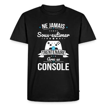 Sous-estimer un trentenaire avec sa console - T-shirt Premium bio Homme - noir - Devant - Nico (187cm)