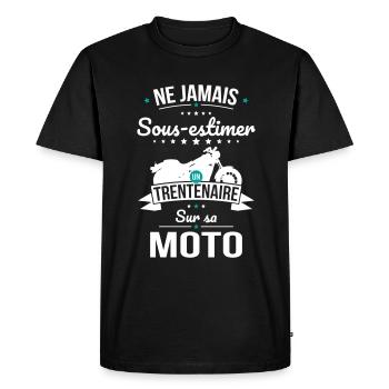 Sous-estimer un trentenaire sur sa moto - T-shirt Premium bio Homme - noir - Devant - Nico (187cm)