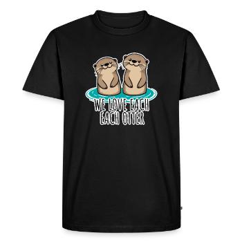 We Love Each Otter - The two otters love each other! - Men's Premium Organic T-Shirt - black - Front - Nico (187cm)