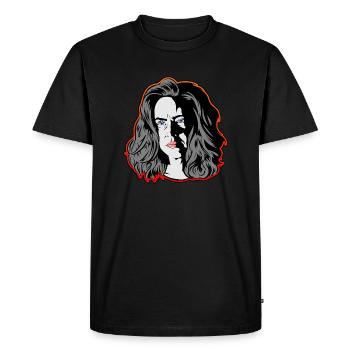 Une femme comme dans un film noir orange - T-shirt Premium bio Homme - noir - Devant - Nico (187cm)
