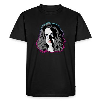 Une femme comme dans un film noir turquoise/rose - T-shirt Premium bio Homme - noir - Devant - Nico (187cm)