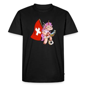 Licorne du parti suisse - T-shirt Premium bio Homme - noir - Devant - Nico (187cm)