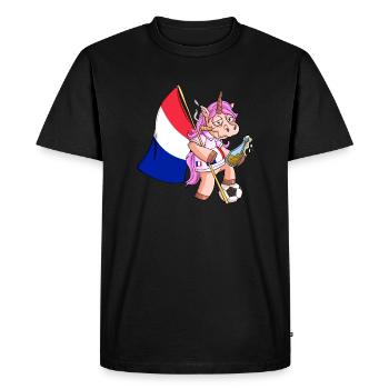 France Fête Licorne - T-shirt Premium bio Homme - noir - Devant - Nico (187cm)