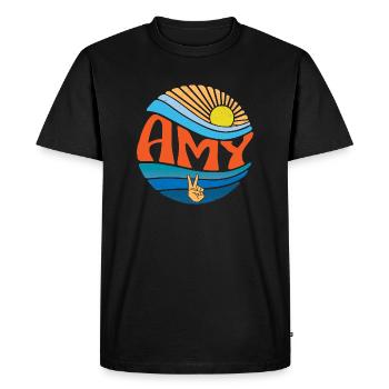 Amy Shirt Vintage Sunset Amy Groovy Tie Dye - Men's Premium Organic T-Shirt - black - Front - Nico (187cm)