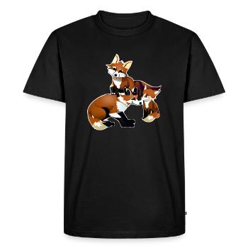 fox with young - Men's Premium Organic T-Shirt - black - Front - Nico (187cm)