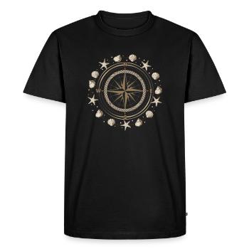 Compass Maritime Shells - Men's Premium Organic T-Shirt - black - Front - Nico (187cm)