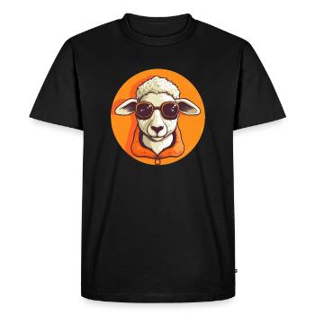 Lamb with sunglasses, sheep, woolly - Men's Premium Organic T-Shirt - black - Front - Nico (187cm)