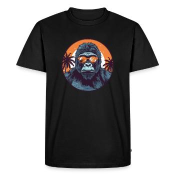 Gorille avec lunettes de soleil, singe, primate - T-shirt Premium bio Homme - noir - Devant - Nico (187cm)