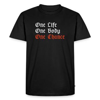 One Life one Body one Change | Fitness, Workout - Men's Premium Organic T-Shirt - black - Front - Nico (187cm)