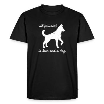 All you need is love and a dog - Men's Premium Organic T-Shirt - black - Front - Nico (187cm)