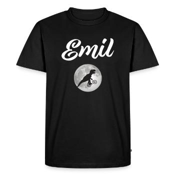 EMIL - Beau prénom de garçon avec dinosaure - T-shirt Premium bio Homme - noir - Devant - Nico (187cm)