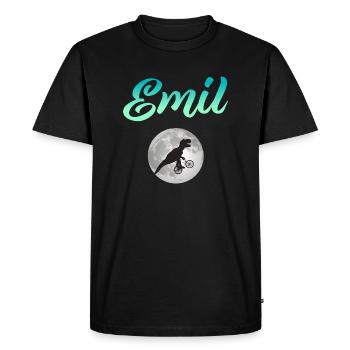 EMIL - Beau prénom de garçon avec dinosaure - T-shirt Premium bio Homme - noir - Devant - Nico (187cm)