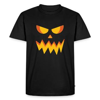 Halloween Sourire Méchant Citrouille - T-shirt Premium bio Homme - noir - Devant - Nico (187cm)