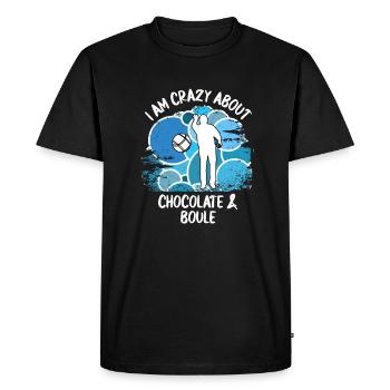 Boule Pétanque Boccia Boules Chocolat - T-shirt Premium bio Homme - noir - Devant - Nico (187cm)