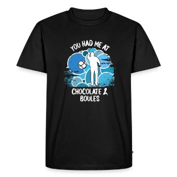 Boule Pétanque Boccia Boules Chocolat - T-shirt Premium bio Homme - noir - Devant - Nico (187cm)