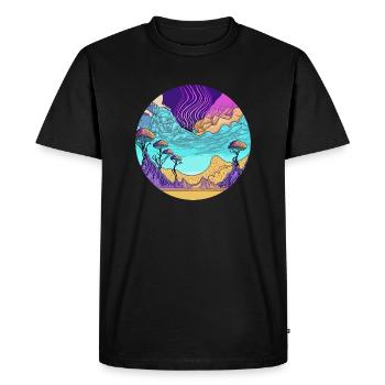 Psychedelic Sky over Desert and Valley - Men's Premium Organic T-Shirt - black - Front - Nico (187cm)
