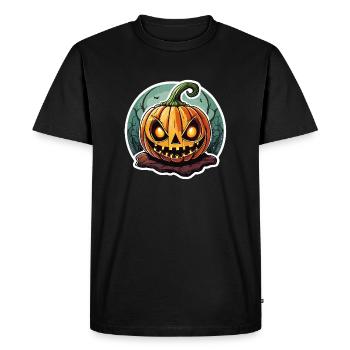 Citrouille sinistre Jack o' Lantern - T-shirt Premium bio Homme - noir - Devant - Nico (187cm)