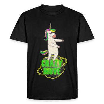 Unicorn Gift Planet CRAZY MOVE - Men's Premium Organic T-Shirt - black - Front - Nico (187cm)