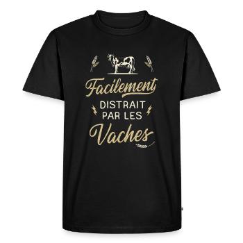 vache humour agricultrice agriculteur vintage fête - T-shirt Premium bio Homme - noir - Devant - Nico (187cm)