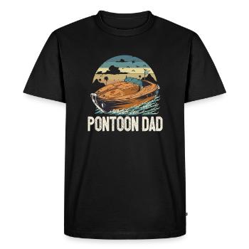 Ponton Papa Fête des pères Bateau à moteur Pontooning - T-shirt Premium bio Homme - noir - Devant - Nico (187cm)