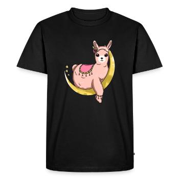 Alpaca moon llama cute pet andean animal gift - Men's Premium Organic T-Shirt - black - Front - Nico (187cm)