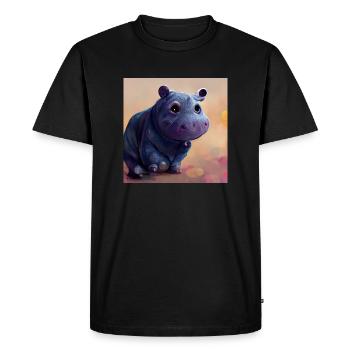 Venusha - The Cute Hippo - Men's Premium Organic T-Shirt - black - Front - Nico (187cm)