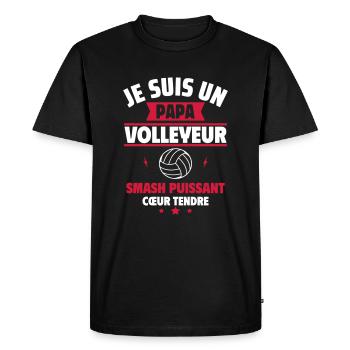 Papa volleyeur,Volley,Volleyball,fête des pères - T-shirt Premium bio Homme - noir - Devant - Nico (187cm)
