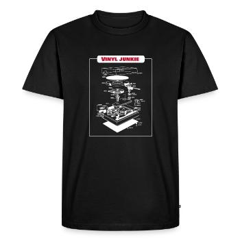 Vinyl Junkie Retro Vintage Turntable Gift - Men's Premium Organic T-Shirt - black - Front - Nico (187cm)